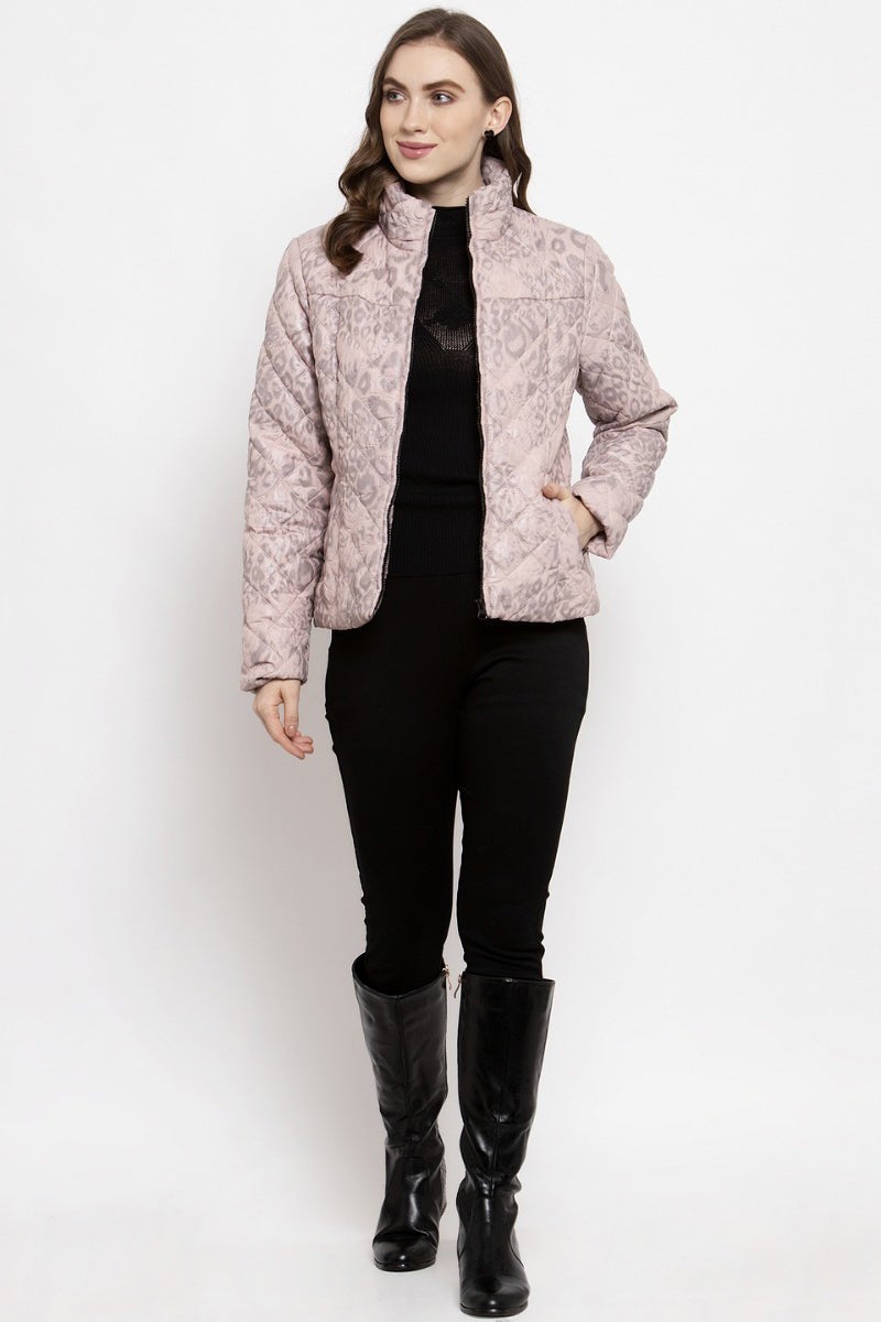 Gipsy Pink Self Designed Polyester/Faux Fur Jacket