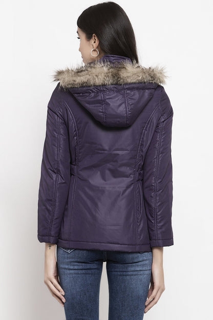 Gipsy Mauve Self Design Polyester Hoodie Jacket