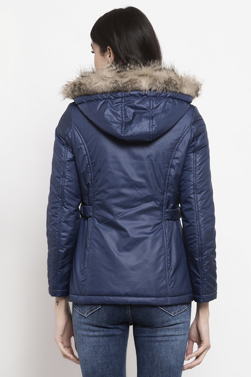 Gipsy Navy Self Design Polyester Hoodie Jacket