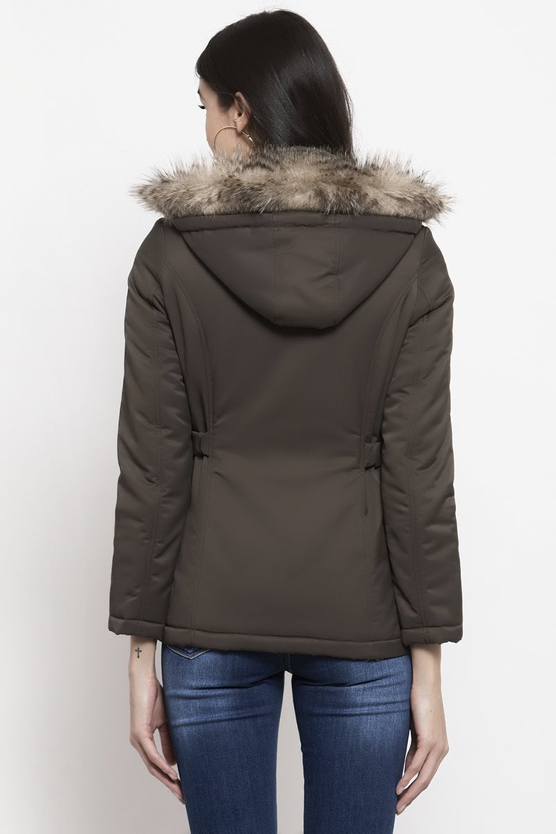 Gipsy Olive Self Design Polyester Hoodie Jacket
