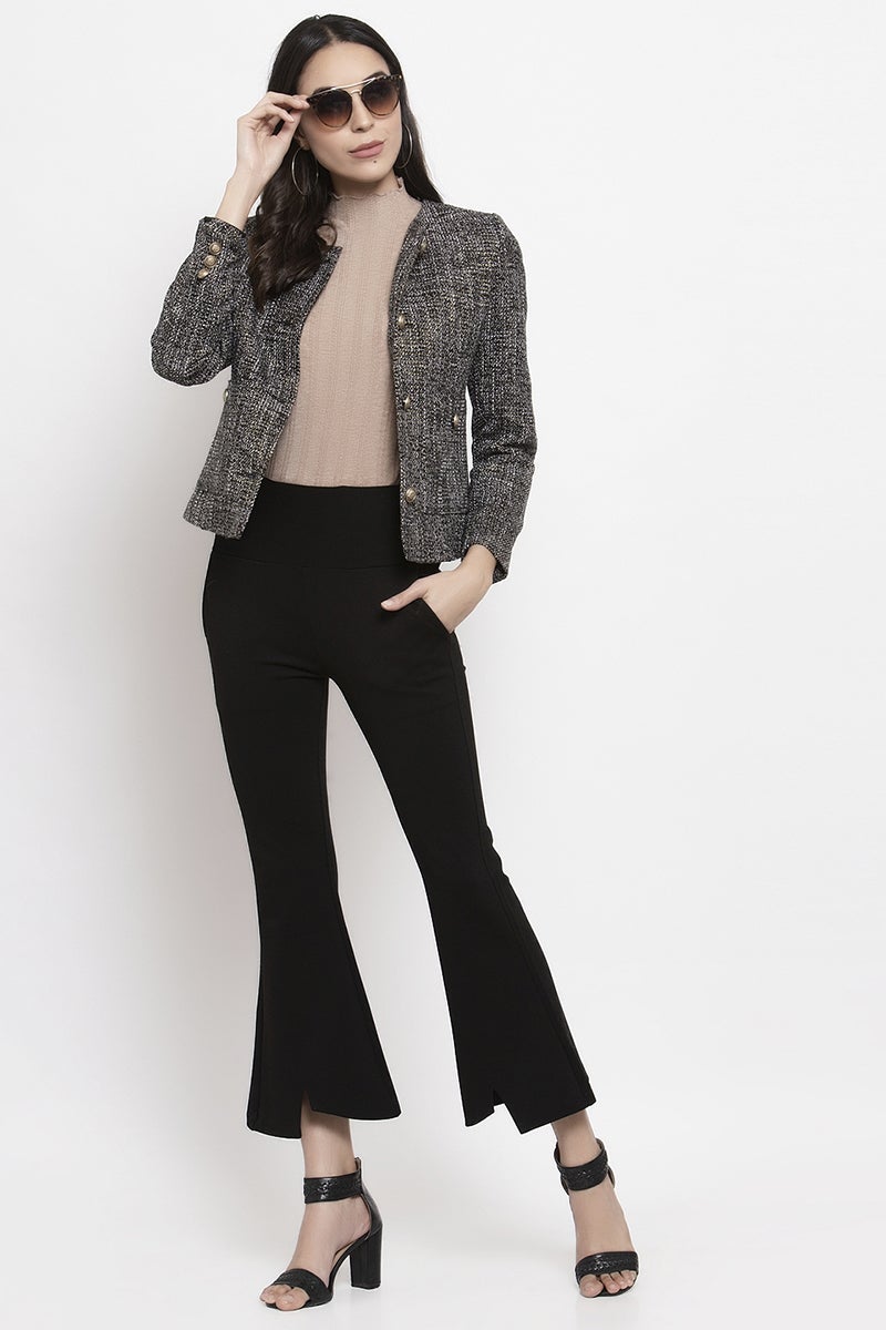 Gipsy Black Self Design Polyester Jacket