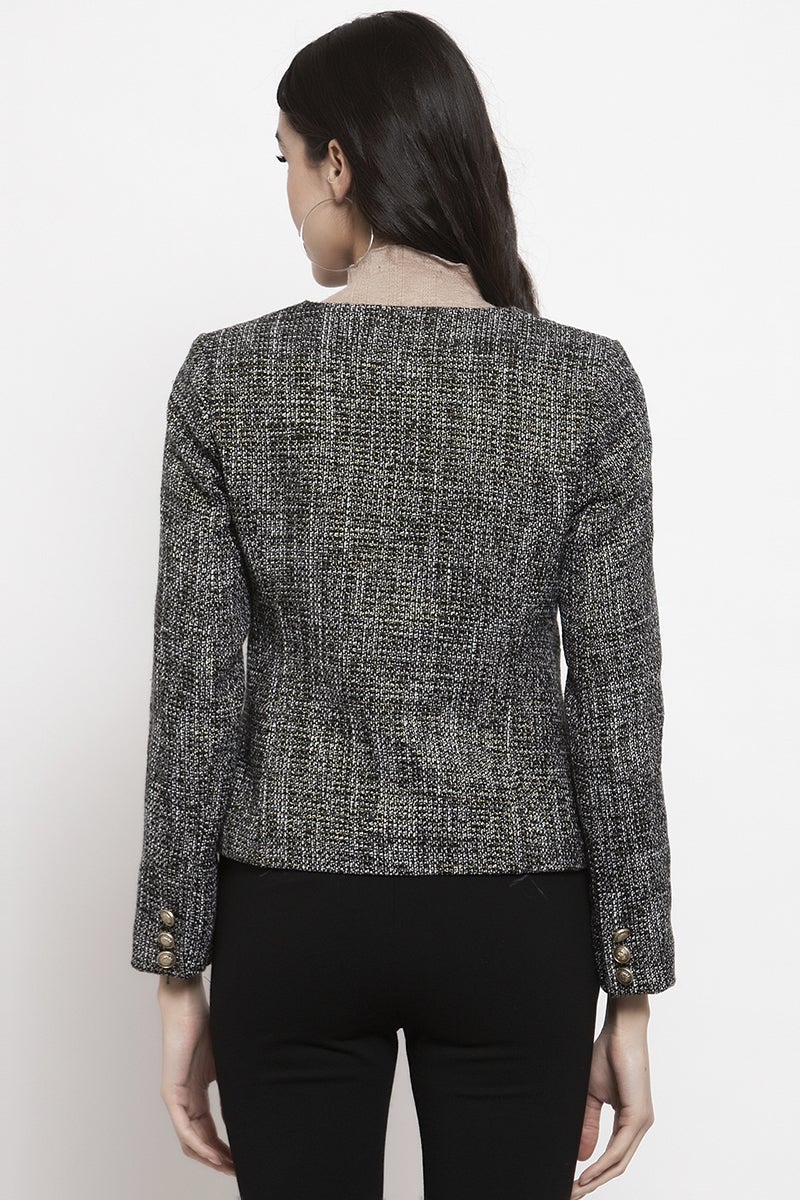 Gipsy Black Self Design Polyester Jacket