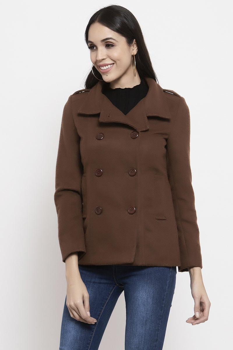 Gipsy Camel Brown Solid Polyester Jacket