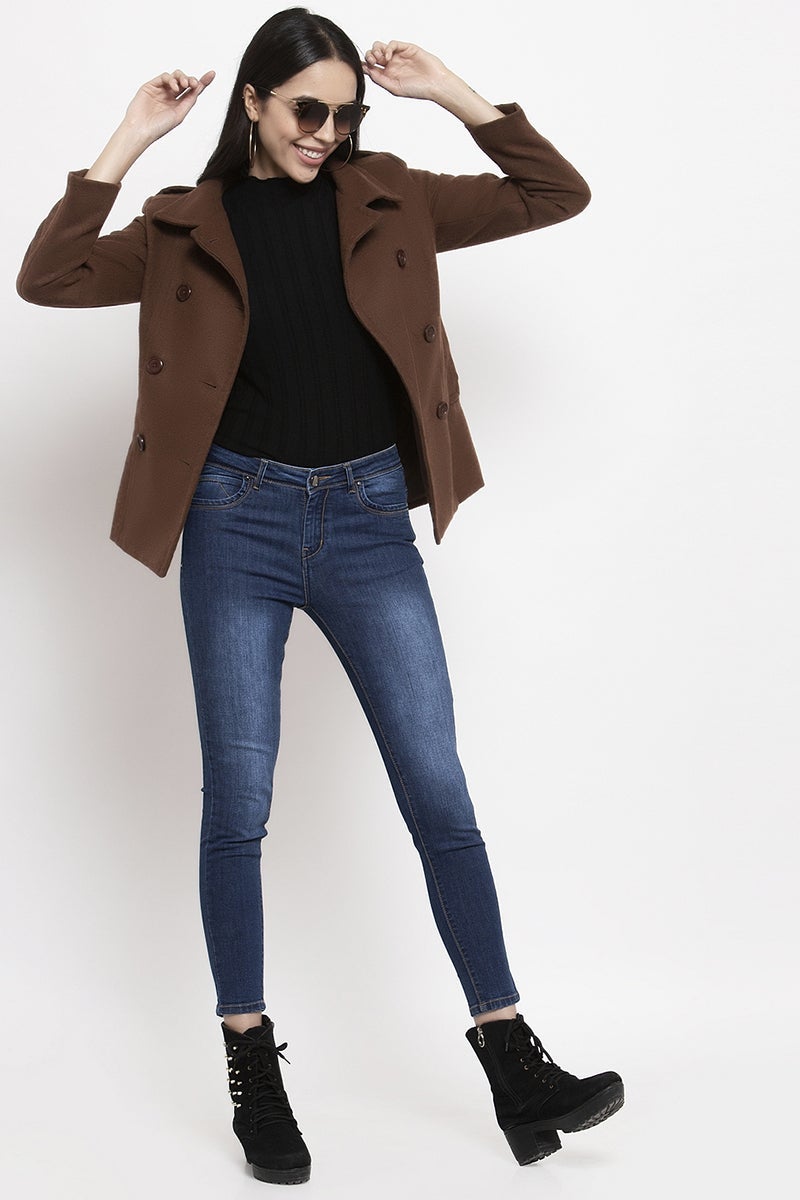 Gipsy Camel Brown Solid Polyester Jacket
