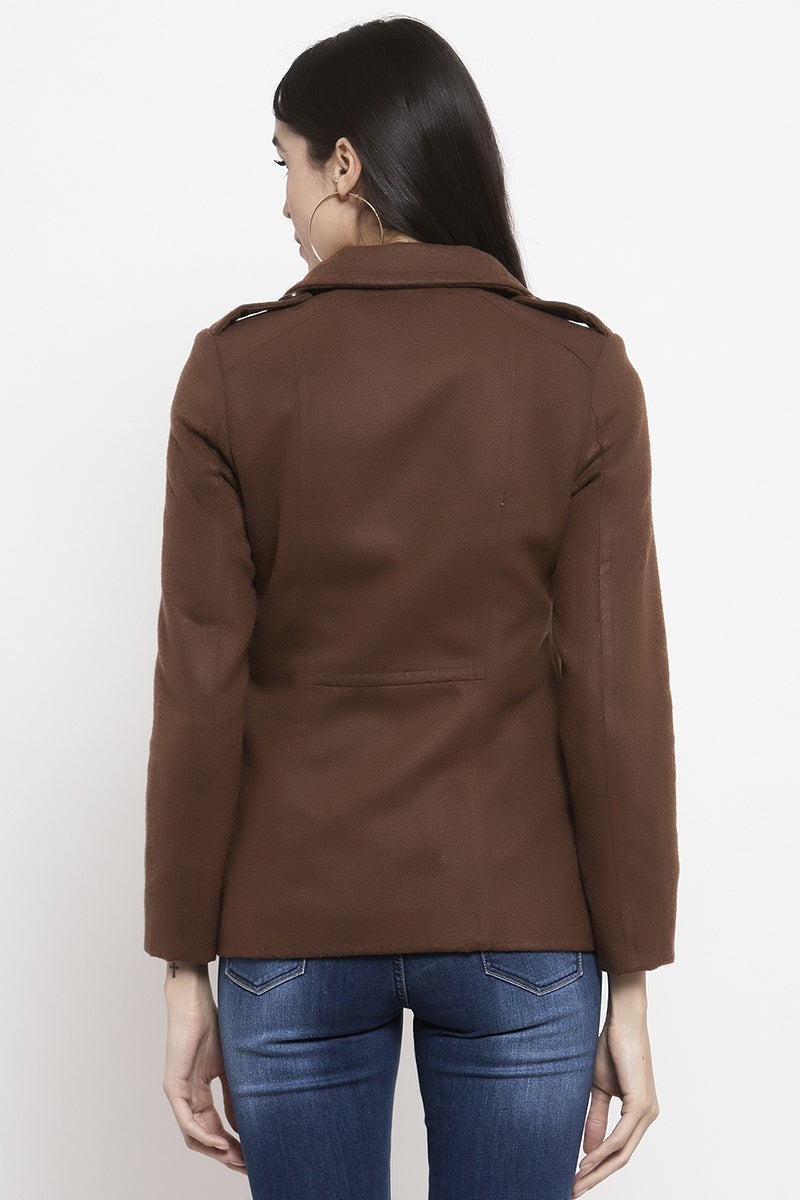 Gipsy Camel Brown Solid Polyester Jacket
