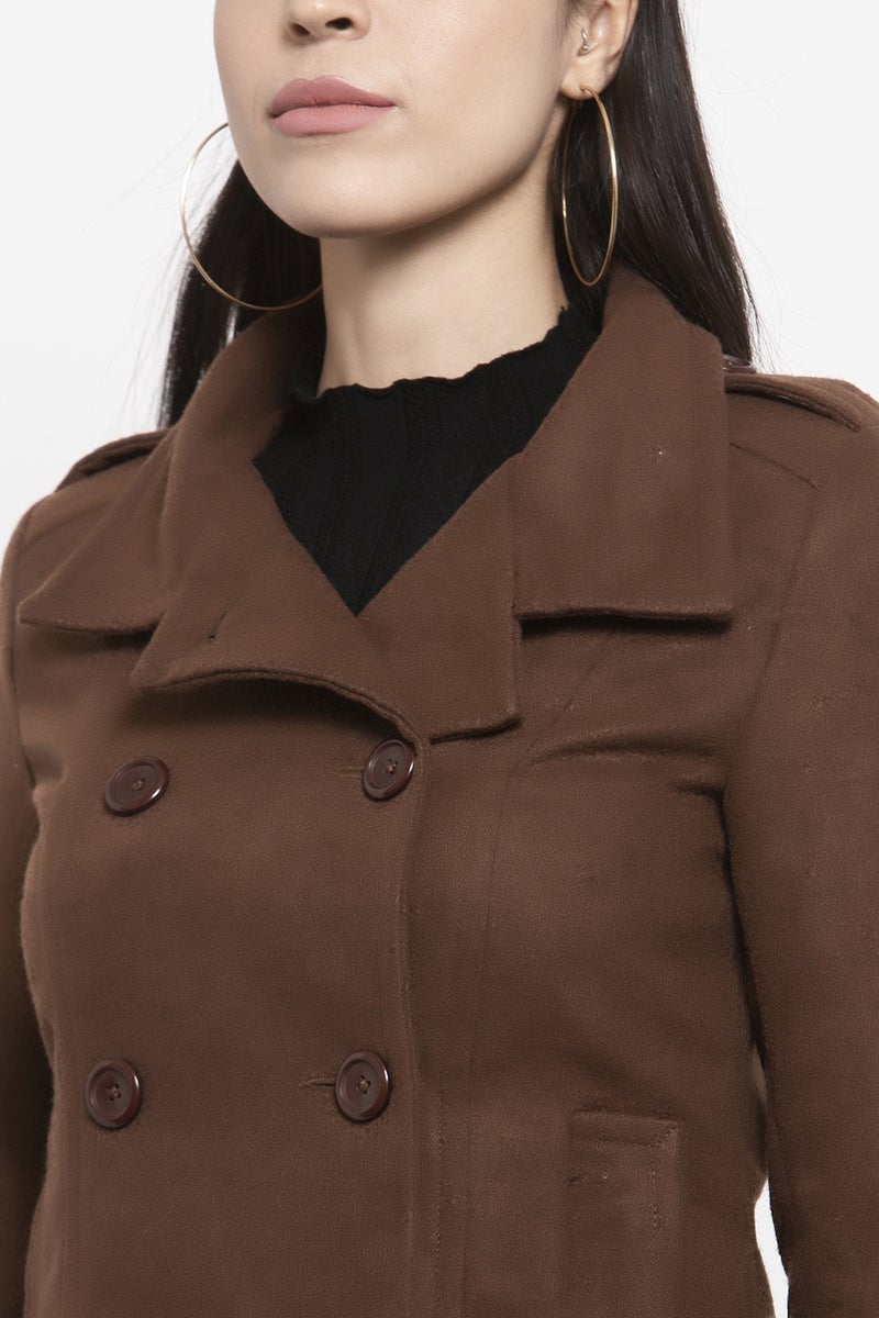 Gipsy Camel Brown Solid Polyester Jacket