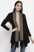 Gipsy Black Leopard Print Acrylic Long Cardigan
