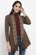 Gipsy Khaki Leopard Print Acrylic Long Cardigan