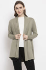 Gipsy Mint Green Solid Knitted Acrylic Long Cardigan