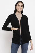 Gipsy Black Solid Acrylic Long Cardigan