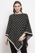 Gipsy Black Self Designed Acrylic Poncho