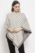 Gipsy Cream Self Designed Acrylic Poncho