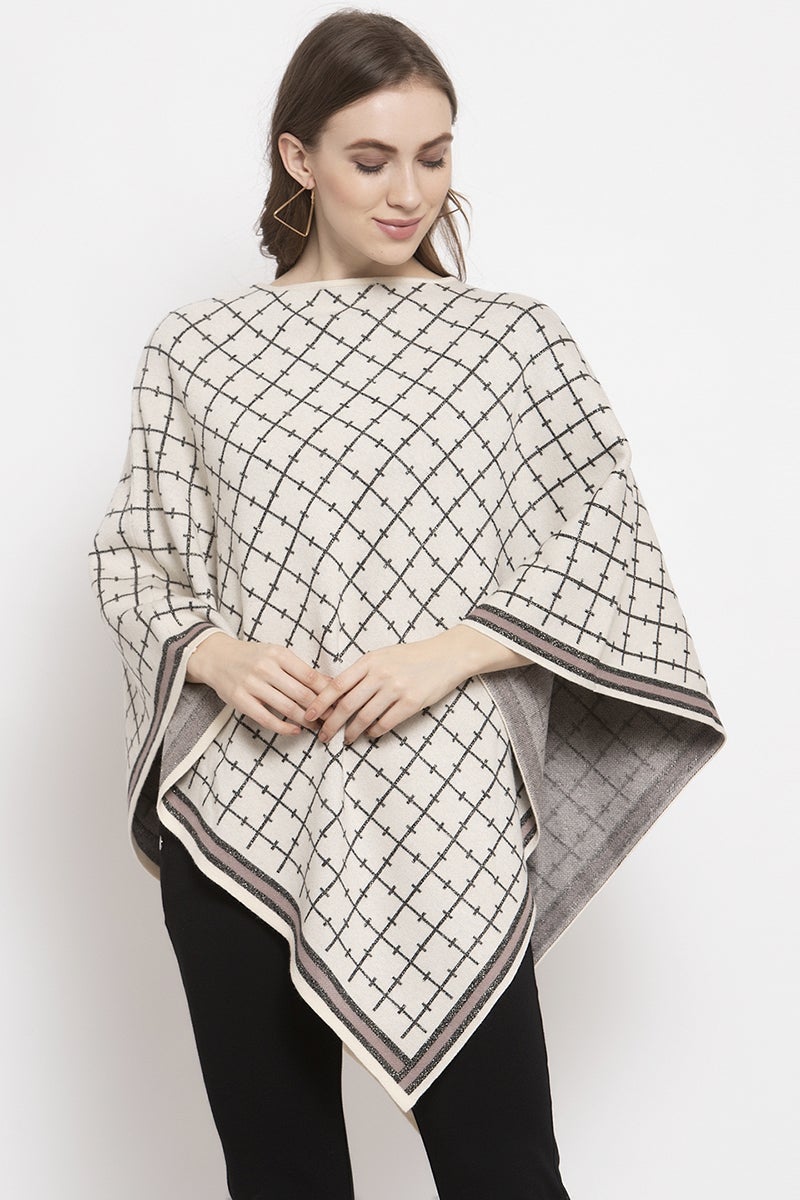 Gipsy Cream Self Designed Acrylic Poncho