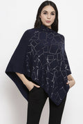 Gipsy Navy Sequinned Acrylic Poncho