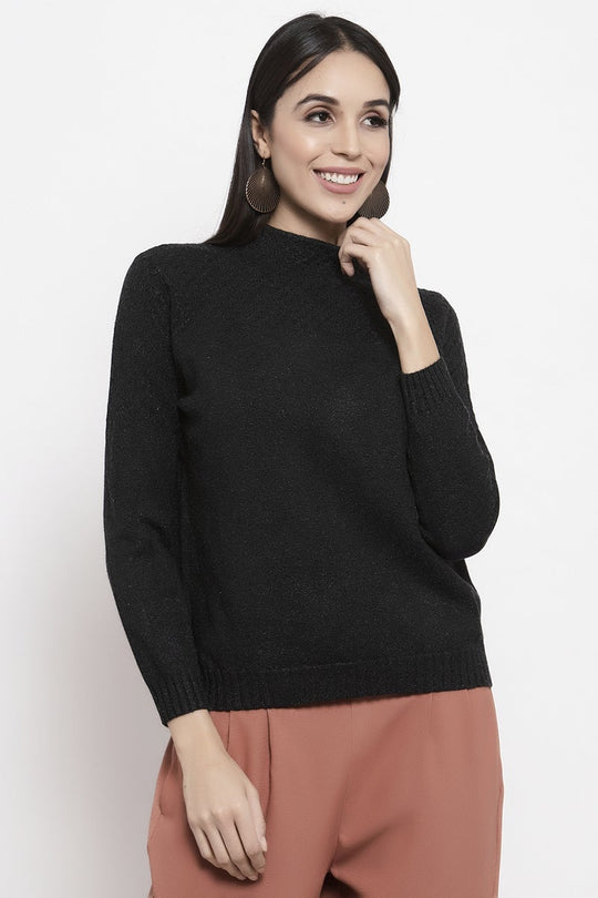 Gipsy Anthra Grey Solid Acrylic Sweater