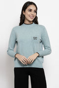 Gipsy Mint Green Butterfly Design Acrylic Sweater