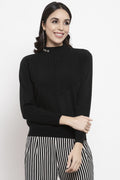 Gipsy Black Solid Acrylic Sweater