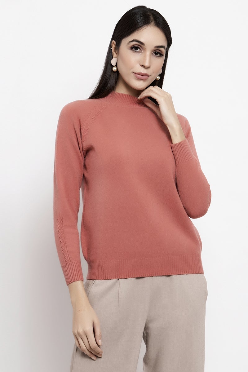 Gipsy Brick Pink Solid Acrylic Sweater