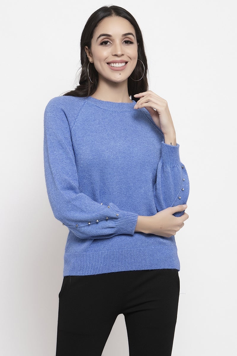 Gipsy Blue Embellished Acrylic Sweater