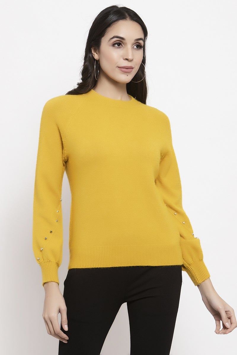 Gipsy Mustard Embellished Acrylic Sweater