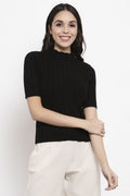 Gipsy Black Self Designed Acrylic Sweater
