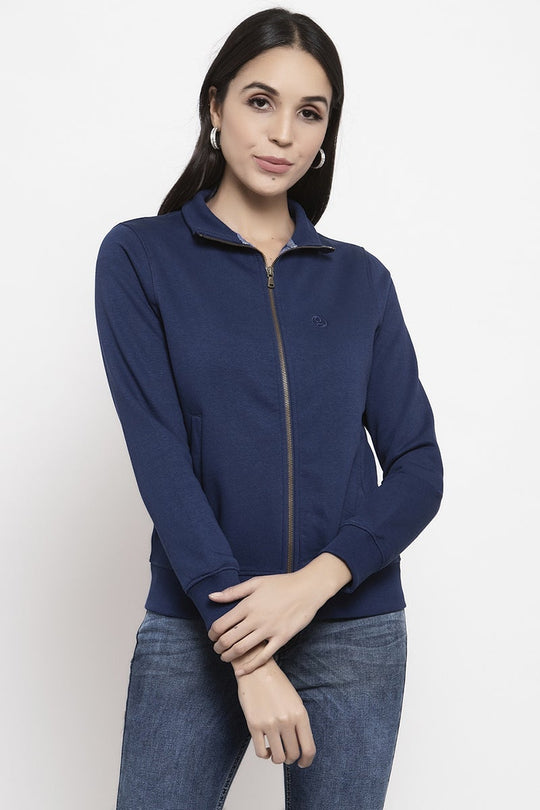 Gipsy Blue Self Design Poly Cotton Sweatshirt