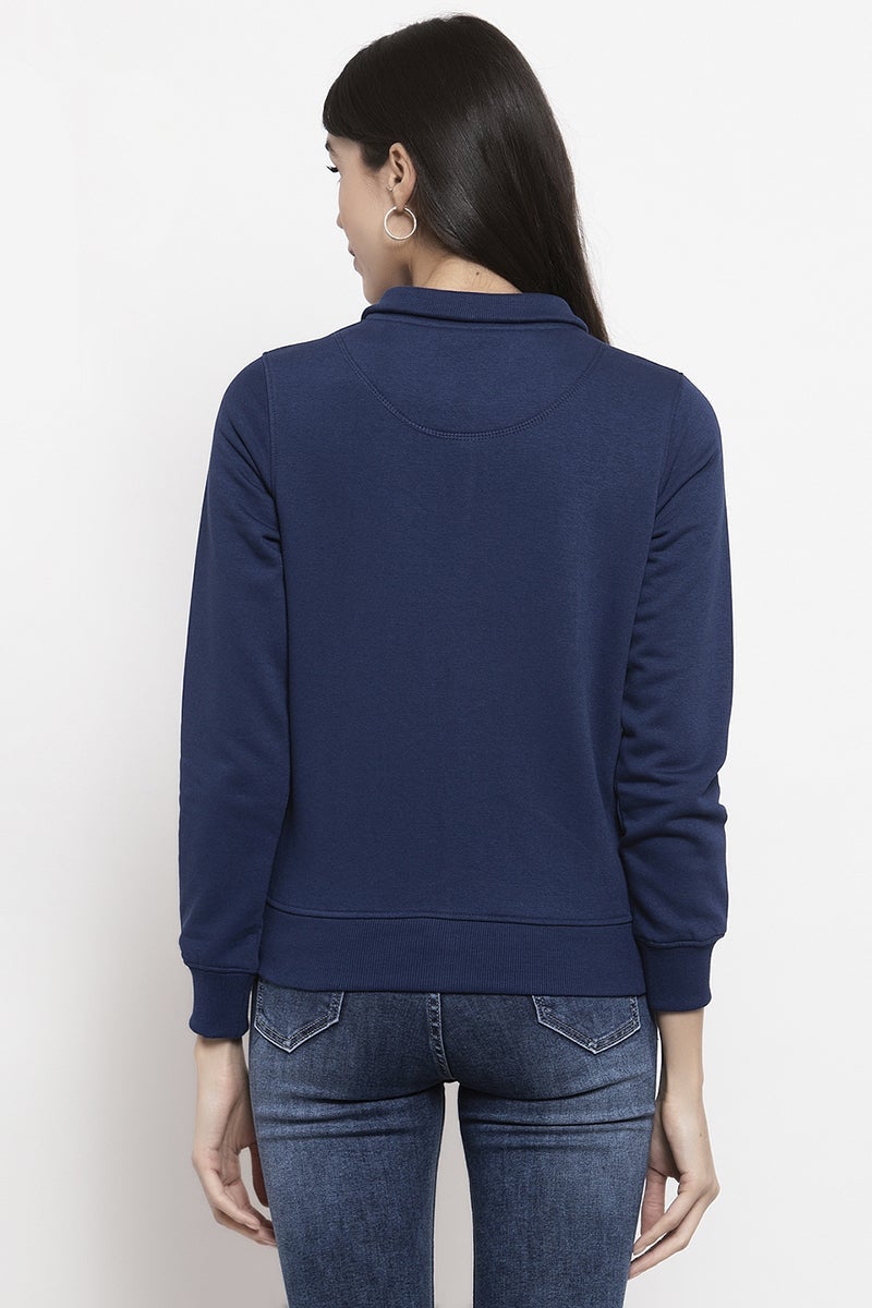 Gipsy Blue Self Design Poly Cotton Sweatshirt