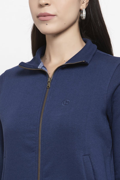 Gipsy Blue Self Design Poly Cotton Sweatshirt