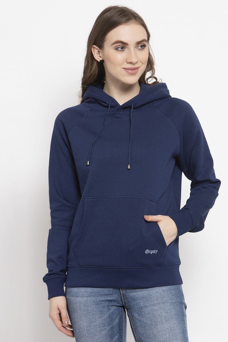 Gipsy Blue Sequined Cotton Blend Sweatshirt