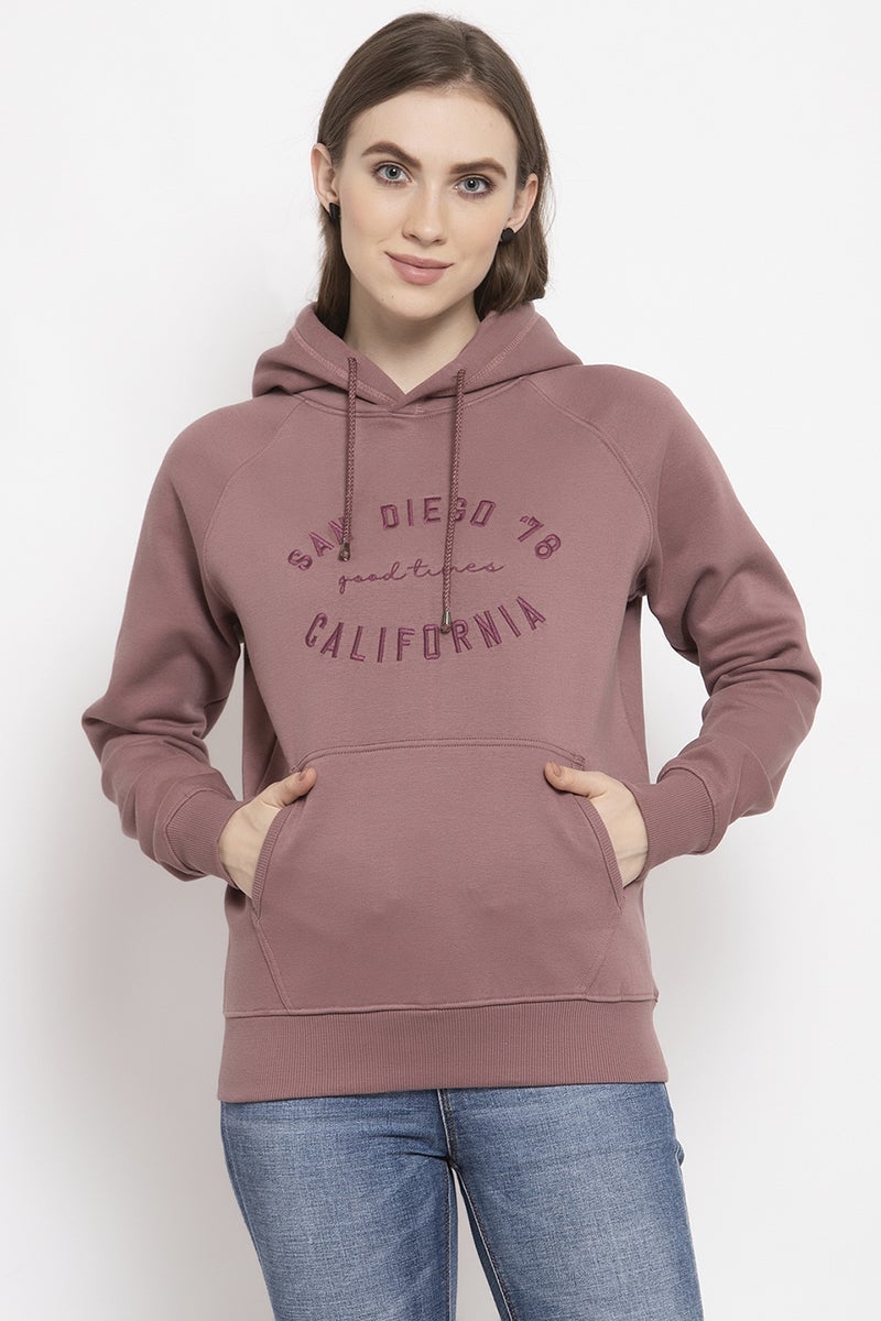 Gipsy Onion Pink Solid Poly Cotton Sweatshirt