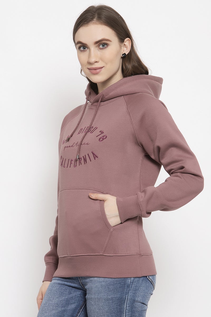 Gipsy Onion Pink Solid Poly Cotton Sweatshirt