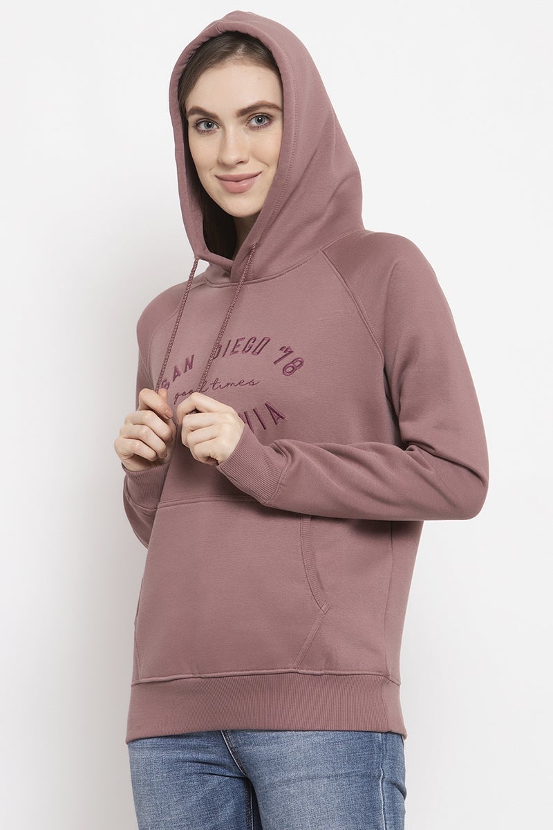 Gipsy Onion Pink Solid Poly Cotton Sweatshirt