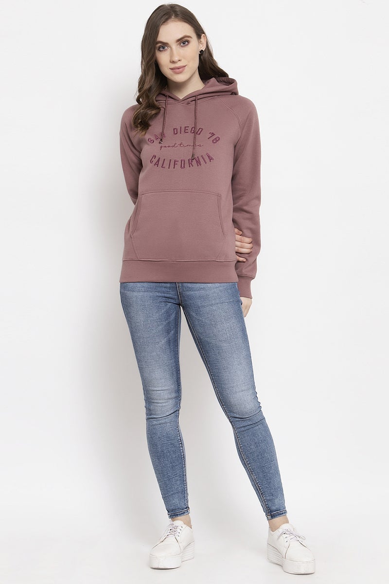 Gipsy Onion Pink Solid Poly Cotton Sweatshirt