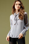 Grey Medium Length Tie-Up Polyester Top