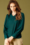 Bottle Green Medium Length Peter Pan Collar Polyester Top