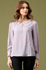Lilac Medium Length Peter Pan Collar Polyester Top