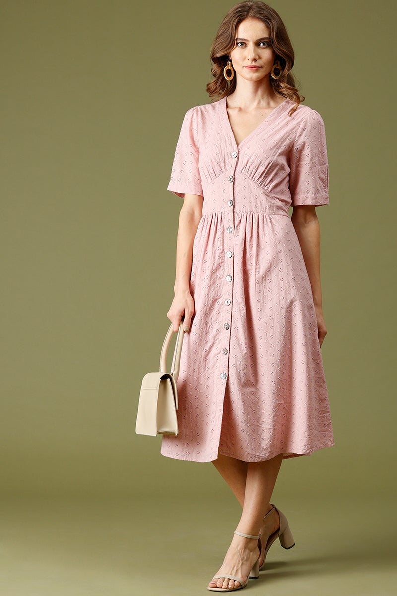 Gipsy Pink Cotton Midi Dress