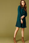 Bottle Green Knee Length Peter Pan Collar Polyester Dress