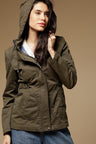 Olive Regular Length Full Sleeves Hoodies Cotton Jacket