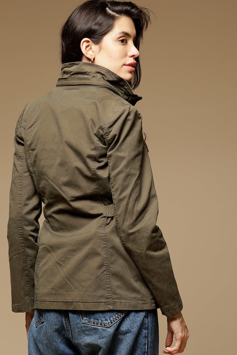 Olive Regular Length Full Sleeves Hoodies Cotton Jacket