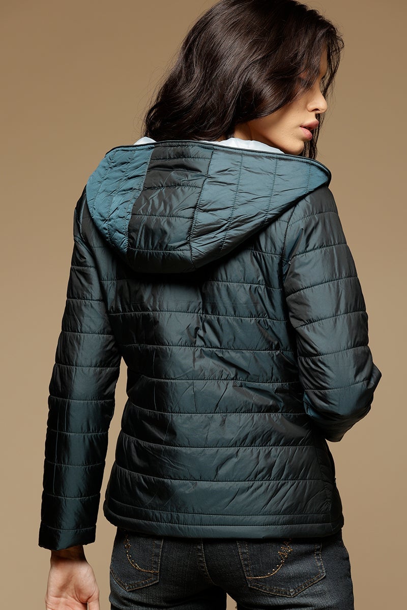 Bottle Green Regular Length Full Sleeves Hoodies Polyester Jacket