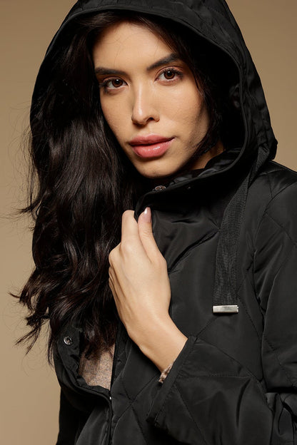 Black Regular Length Full Sleeves Hoodies Neck Polyester Jacket