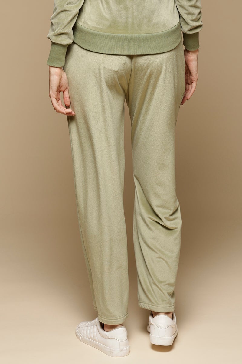 Mint Green Solid Polyester Mid Rise Pant