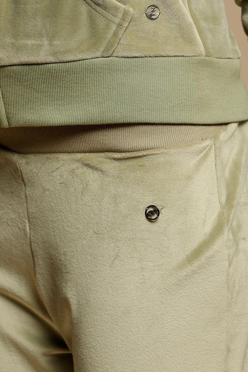 Mint Green Solid Polyester Mid Rise Pant