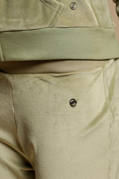 Mint Green Solid Polyester Mid Rise Pant