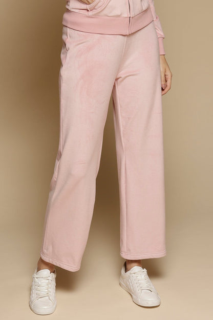Pink Solid Polyester Mid Rise Pant
