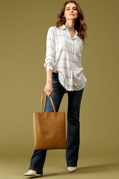 White Medium Length Shirt Collar Stripes Rayon Shirt