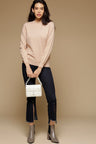 Baby Pink Medium Length Long Sleeves Round Neck Acrylic Solid Sweater