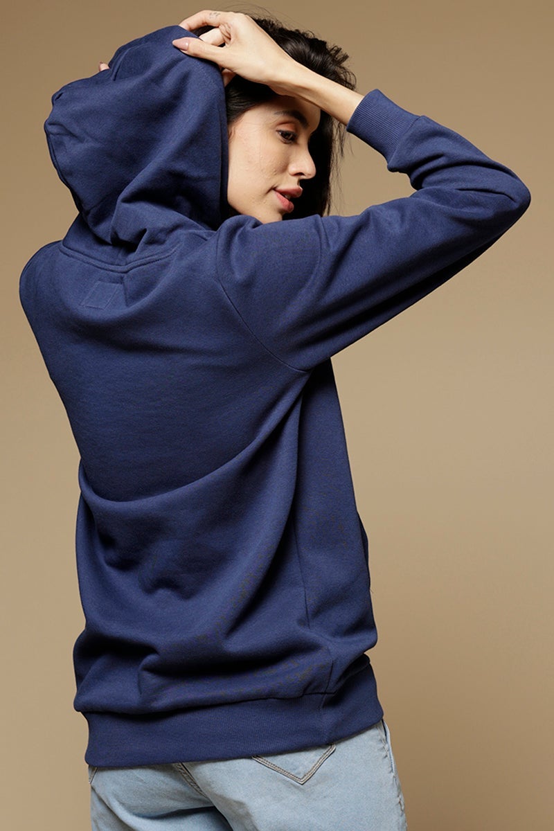 Blue Depth Regular Length Long Sleeves PolyCotton Hoodies SweatShirt