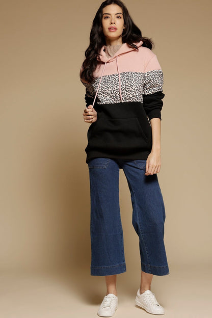 Black Regular Length Long Sleeves PolyCotton Hoodies SweatShirt